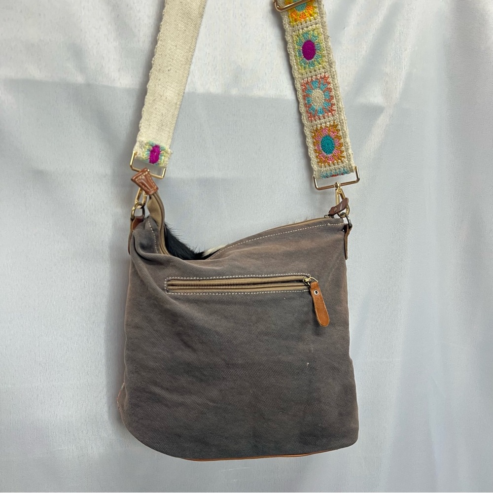 Myra Bag Bohemian Patterned Shoulder Crossbody Crochet Straps Textured Canvas - Picture 5 of 7